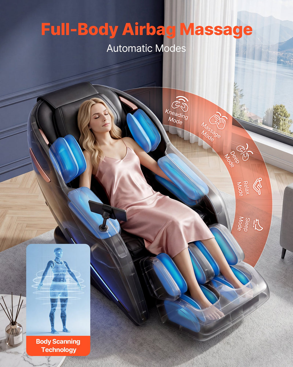 Masažinė kėdė VEVOR A6A35A, 3D Zero-Gravity funkcija