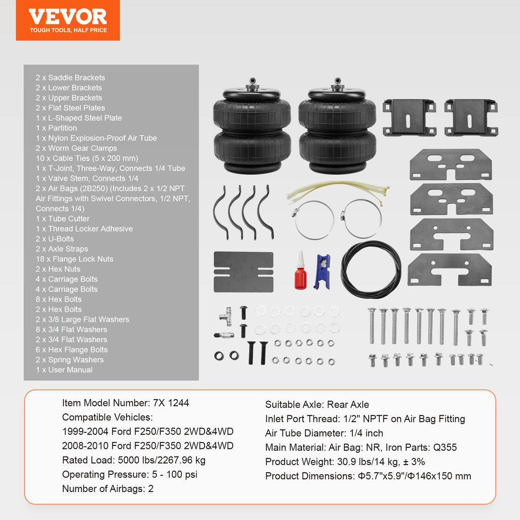 Pneumatinės pakabos komplektas VEVOR Ford F250/F350, 2268 kg keliamoji galia
