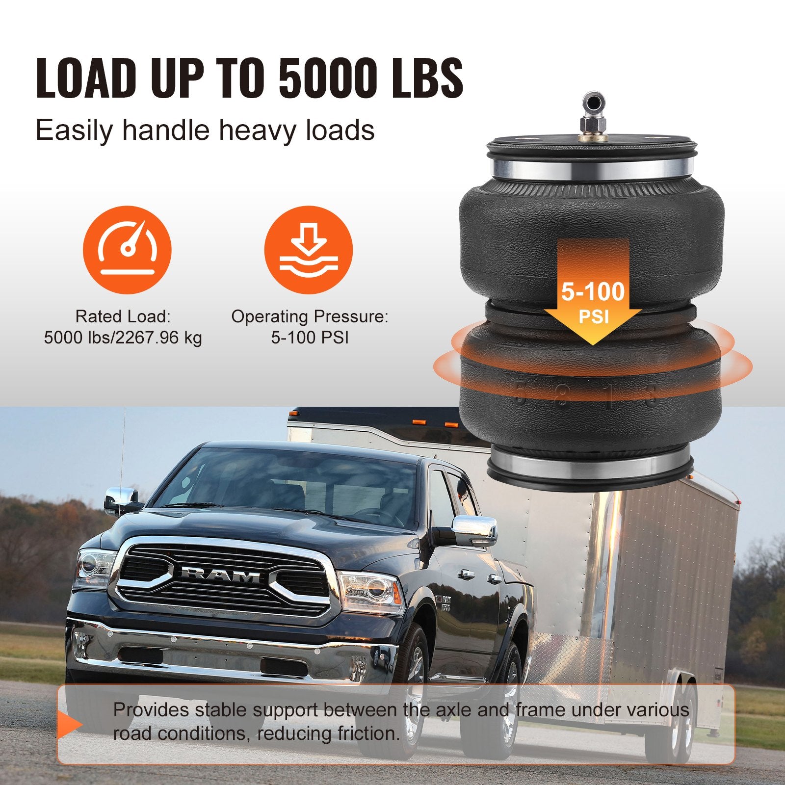 Pneumatinės pakabos komplektas VEVOR Dodge Ram 2500 (2014-2023), 2268 kg