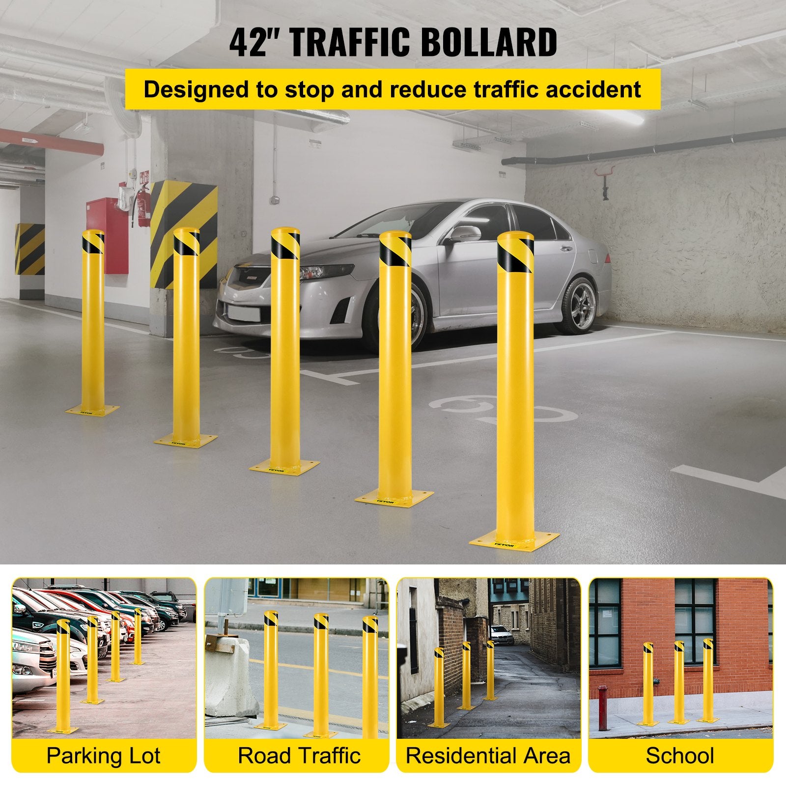 Apsauginis stulpelis VEVOR Safety Bollard 42x5.5, 107 cm aukščio