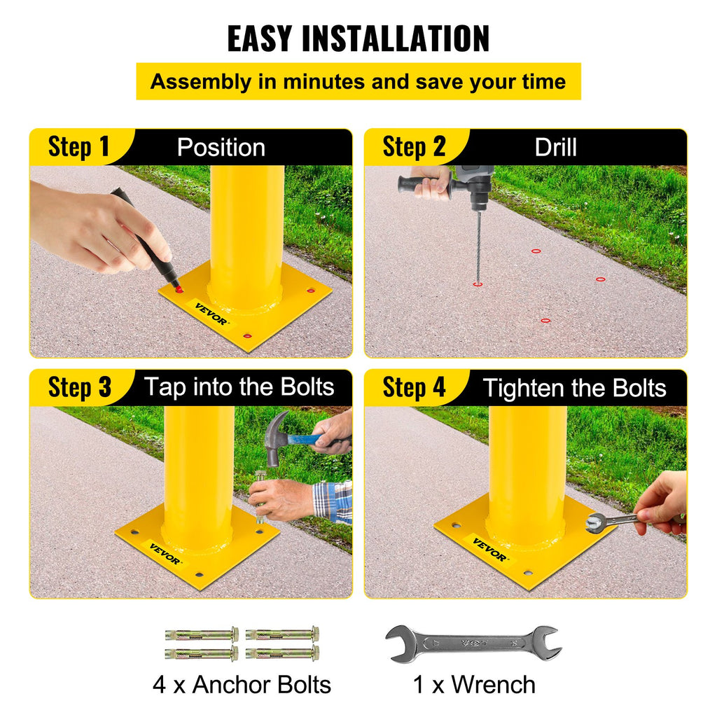 Apsauginis stulpelis VEVOR Safety Bollard 42x5.5, 107 cm aukščio