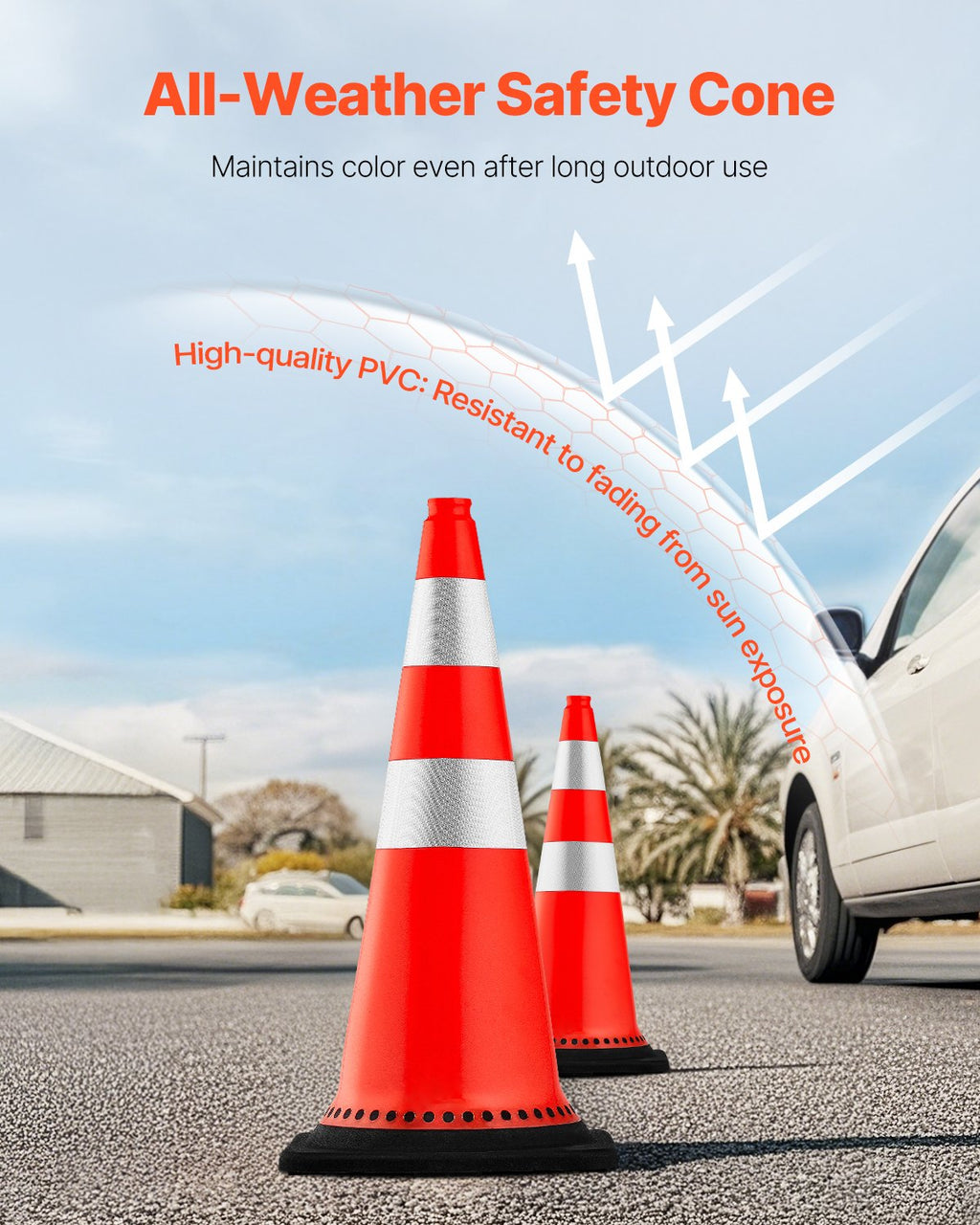 Kelių kūgiai VEVOR Safety Cones 30", 8 vnt. komplektas