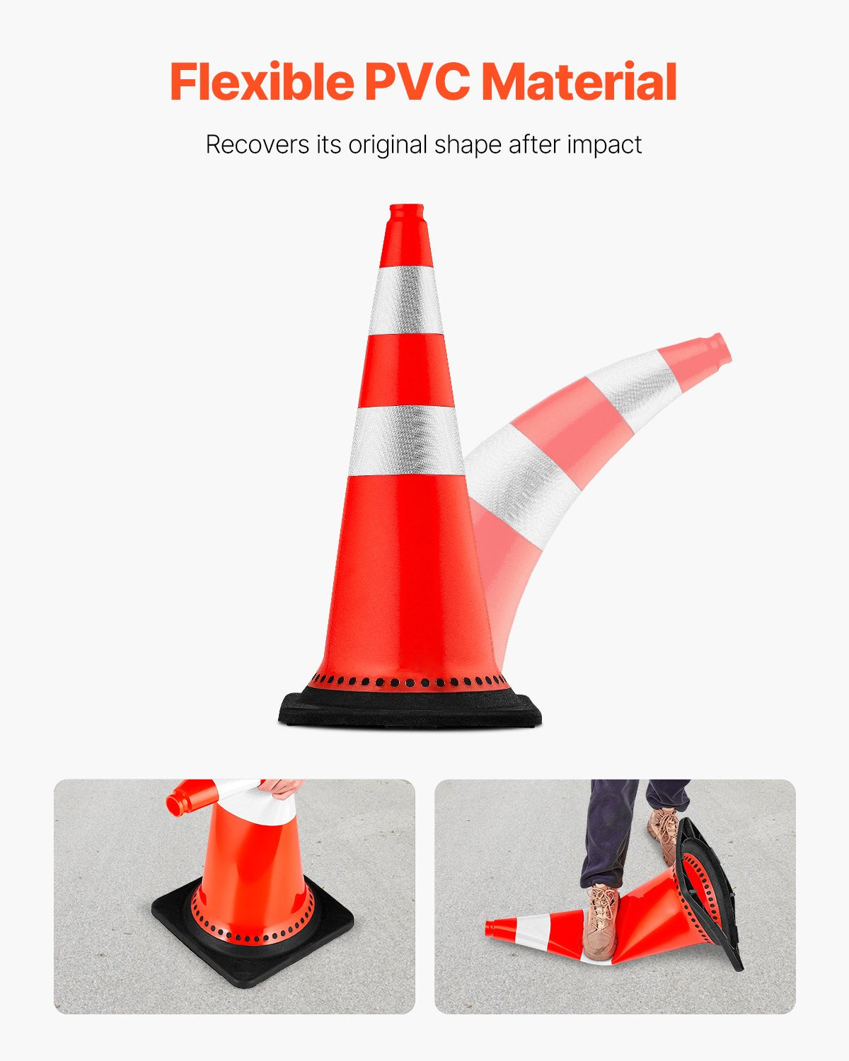 Kelių kūgiai VEVOR Safety Cones 30", 8 vnt. komplektas