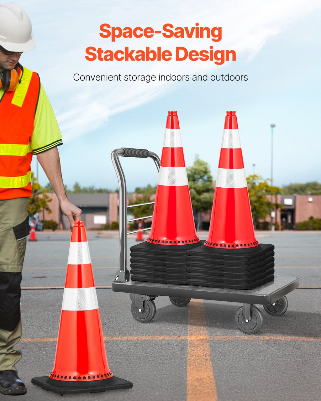 Kelių kūgiai VEVOR Safety Cones 30", 8 vnt. komplektas
