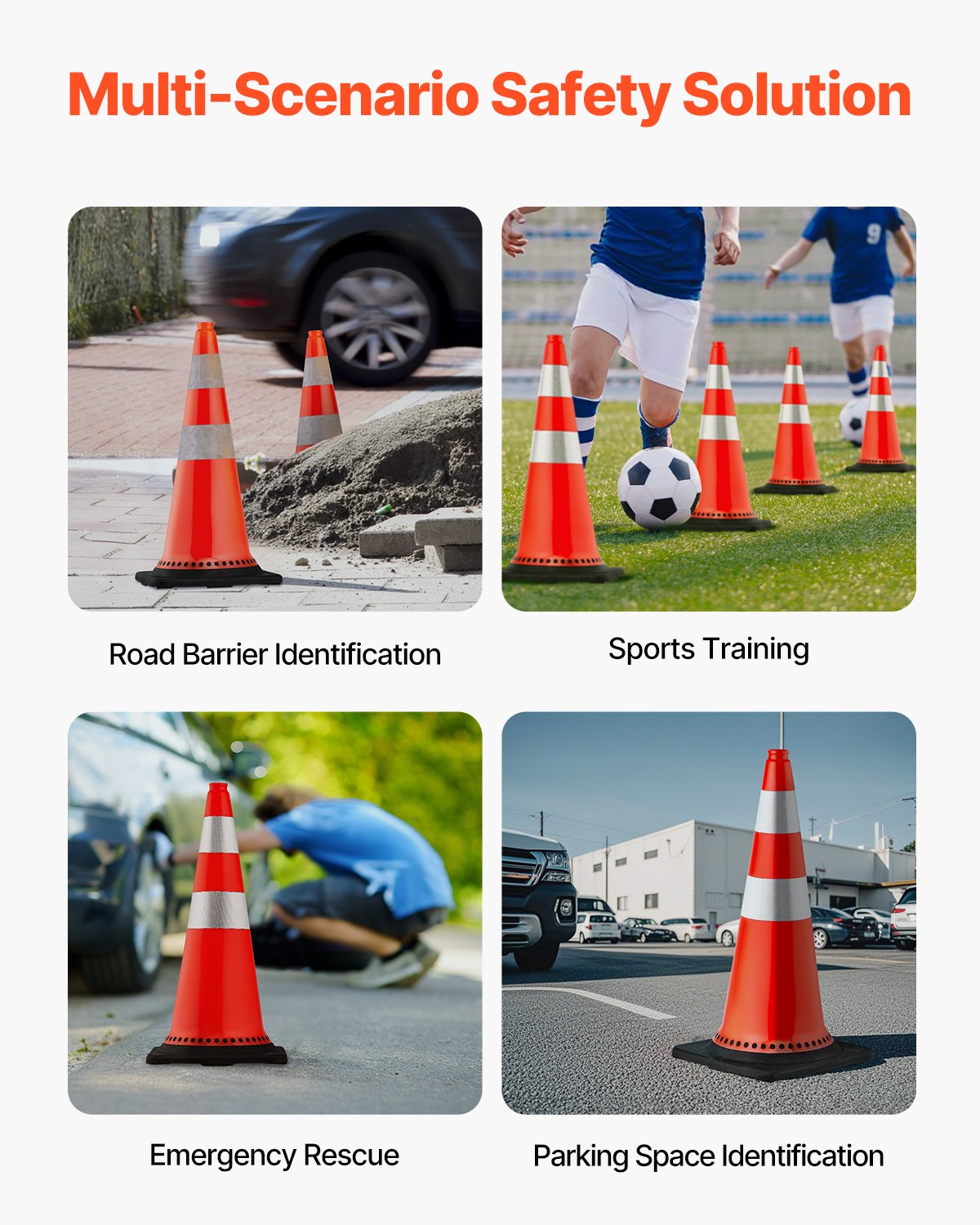 Kelių kūgiai VEVOR Safety Cones 30", 8 vnt. komplektas