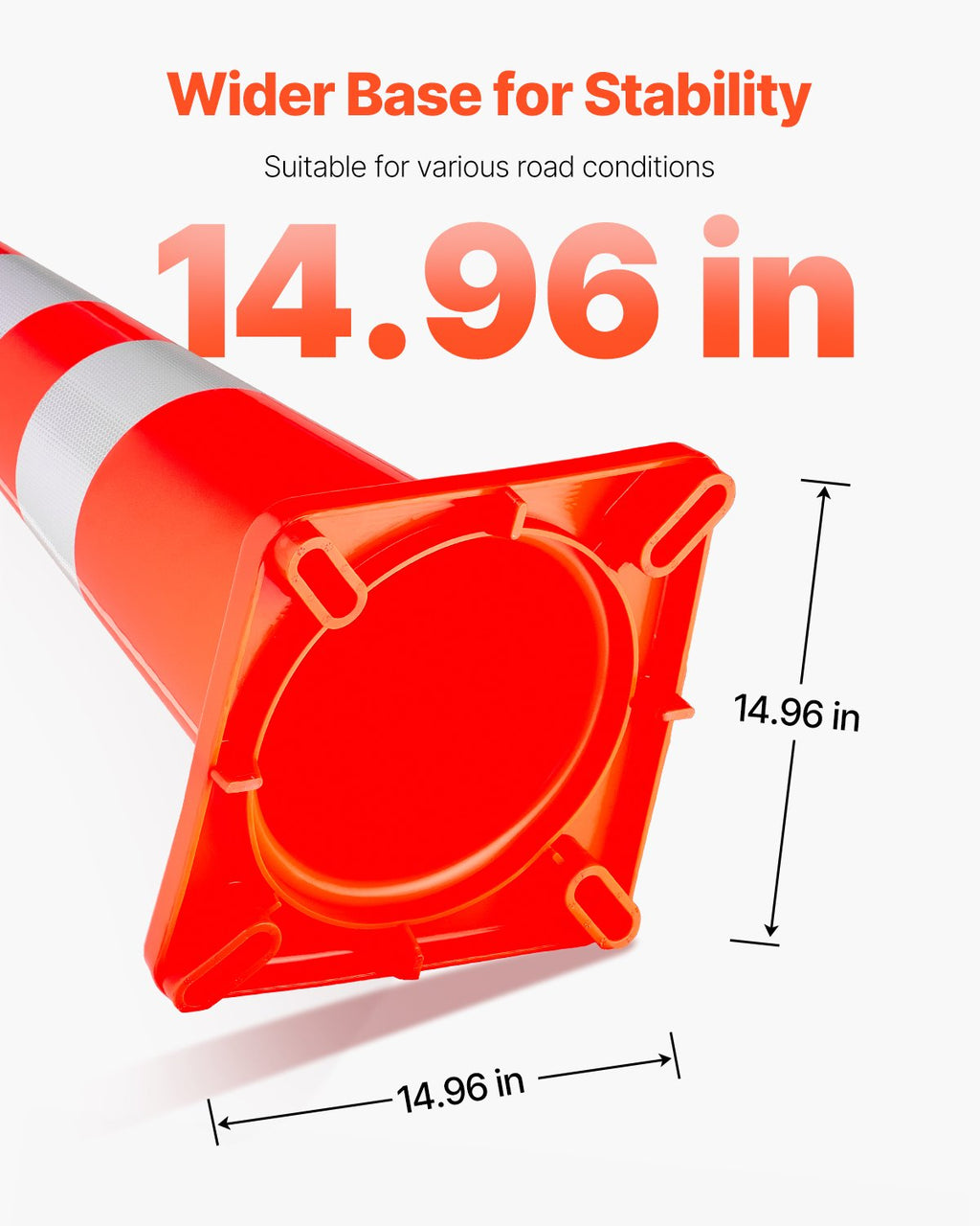 Kelių kūgiai VEVOR 36 colių (91 cm), 6 vnt. rinkinys su atspindinčiomis juostomis