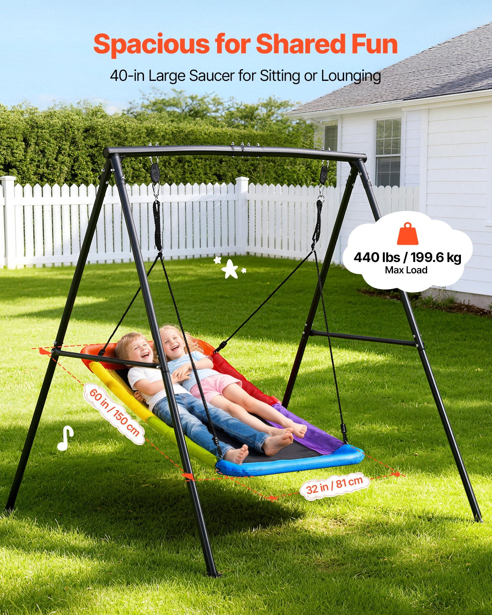 Lauko sūpynės VEVOR JX-OGSW-001-4, 199,6 kg apkrova