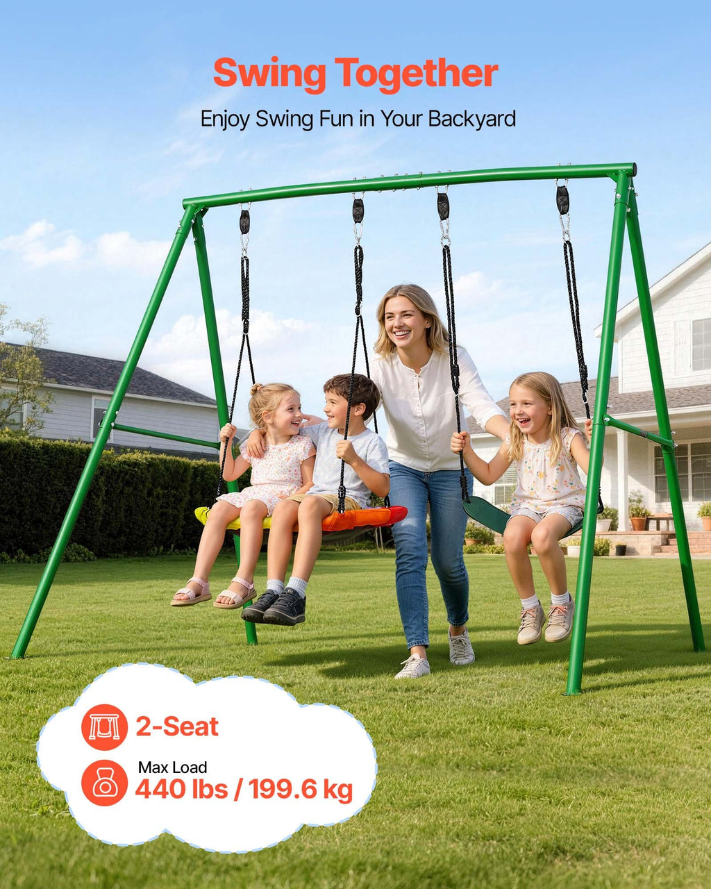 Sūpynių komplektas VEVOR JX-OGSW-002-2, 199,6 kg apkrova