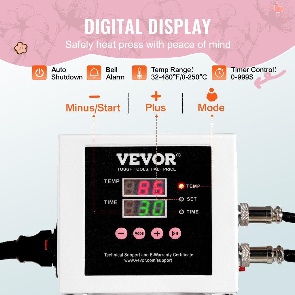 Termopresas VEVOR SJY-H15152M, 38x38 cm