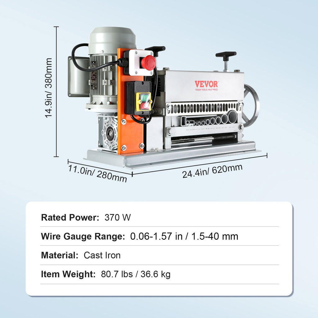 Laidų izoliacijos nuėmimo staklės VEVOR BXJDD370, 370 W