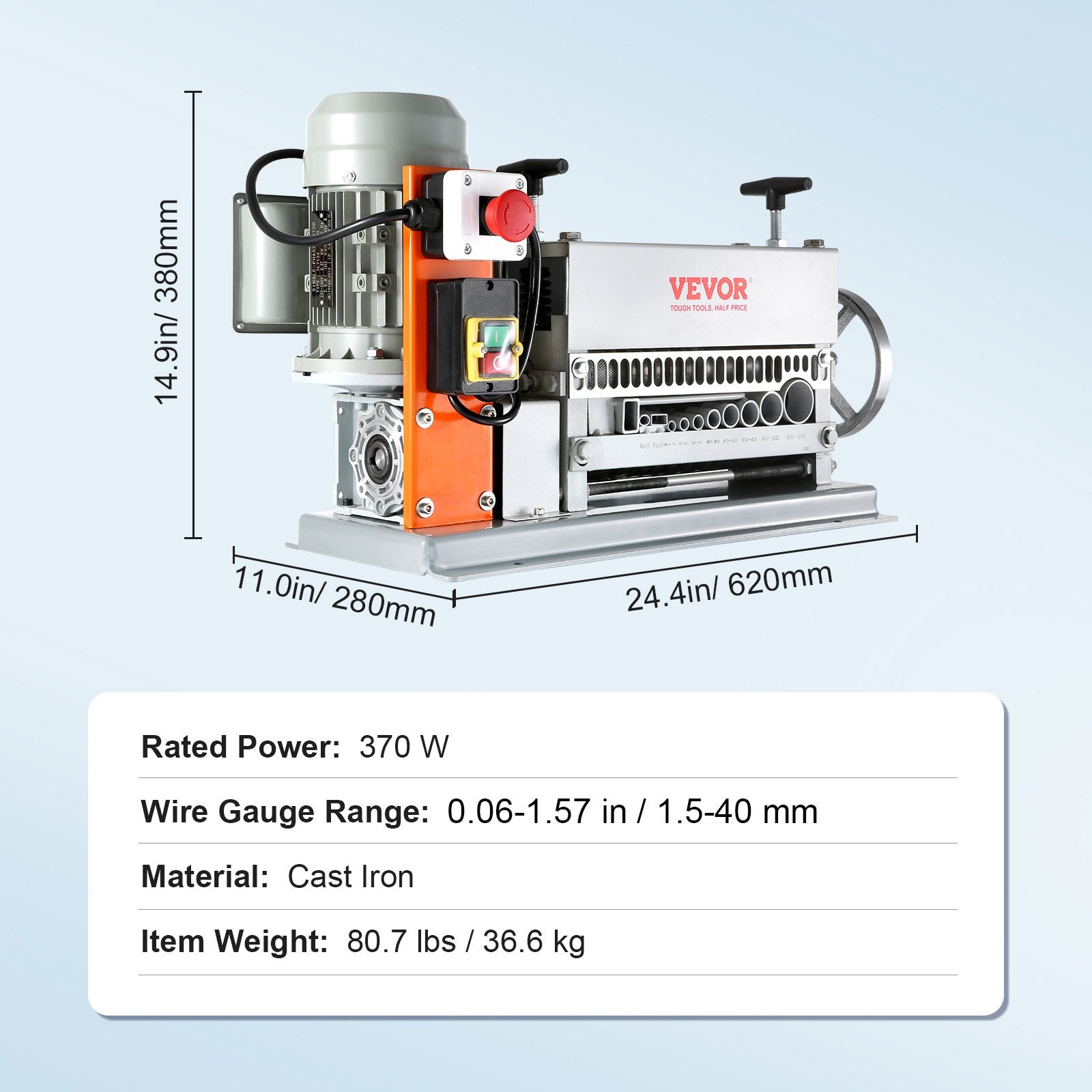 Laidų izoliacijos nuėmimo staklės VEVOR BXJDD370, 370 W