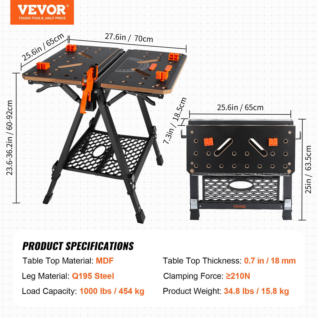 Sulankstomas darbinis stalas VEVOR YH-WB050, 453 kg keliamoji galia