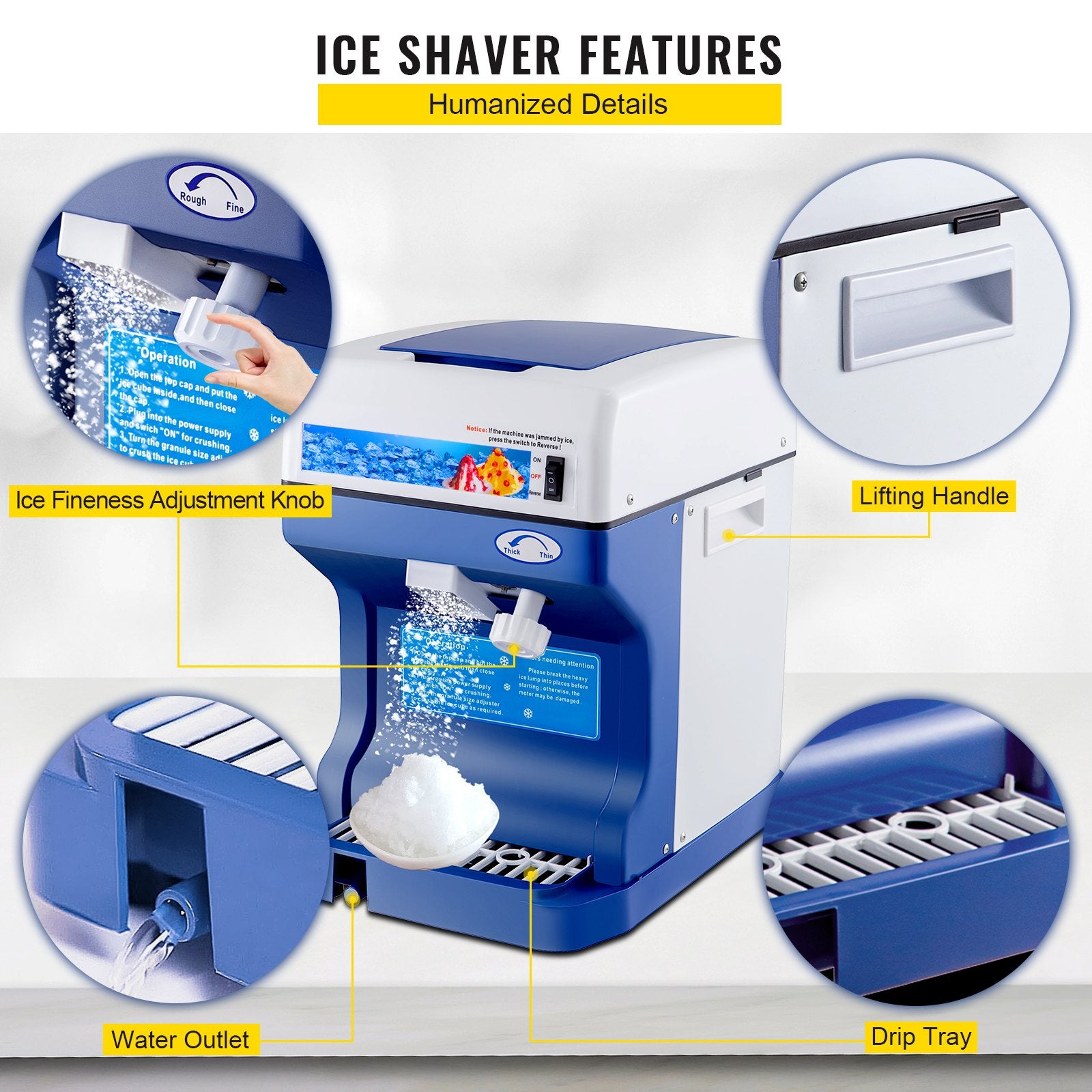 Ledo smulkintuvas VEVOR Commercial Ice Shaver, 120 kg/val.