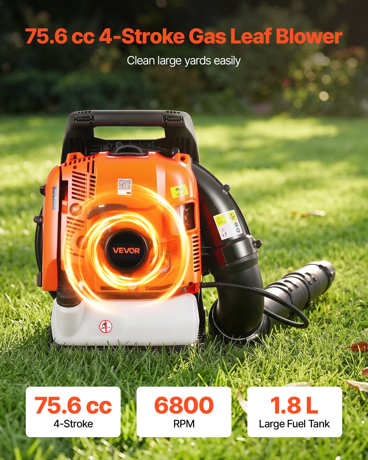 Ant nugaros nešiojamas lapų pūstuvas VEVOR XH-851, 75,6 cm³