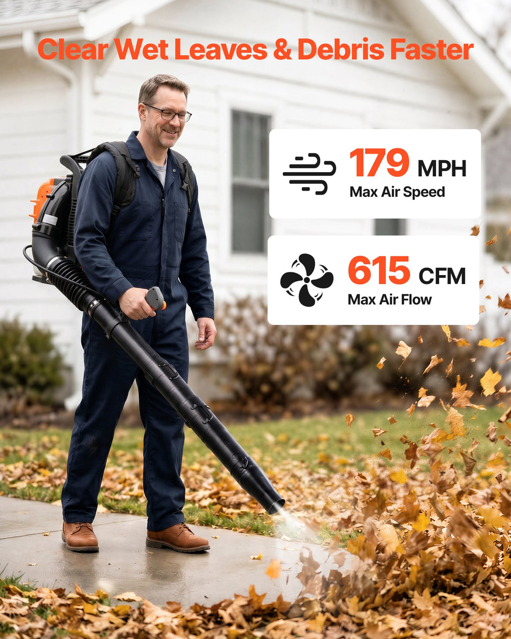 Ant nugaros nešiojamas lapų pūstuvas VEVOR XH-851, 75,6 cm³