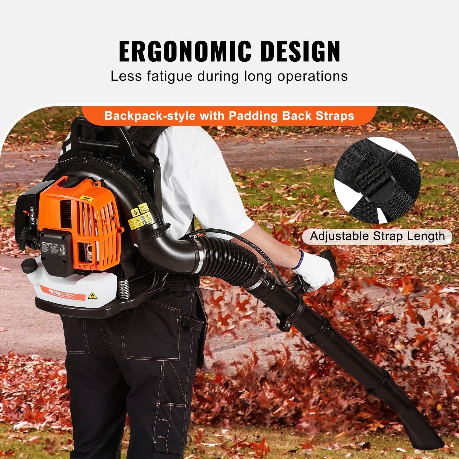 Benzininis nugarinis lapų pūstuvas VEVOR BL-866B, 63 cm³