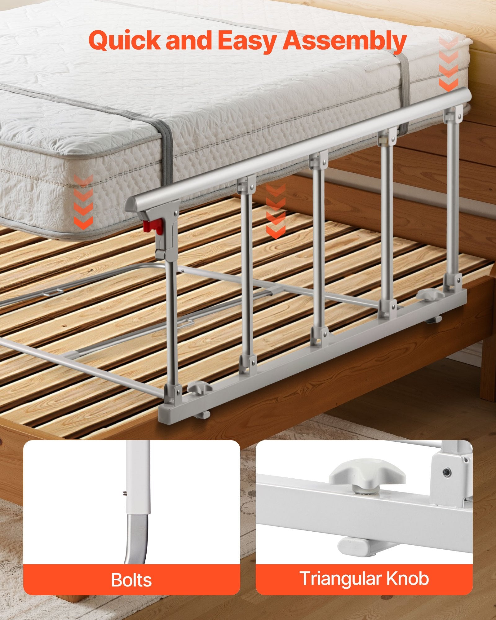 Sulankstomas lovos turėklas VEVOR HFK-5124-1, 122 cm