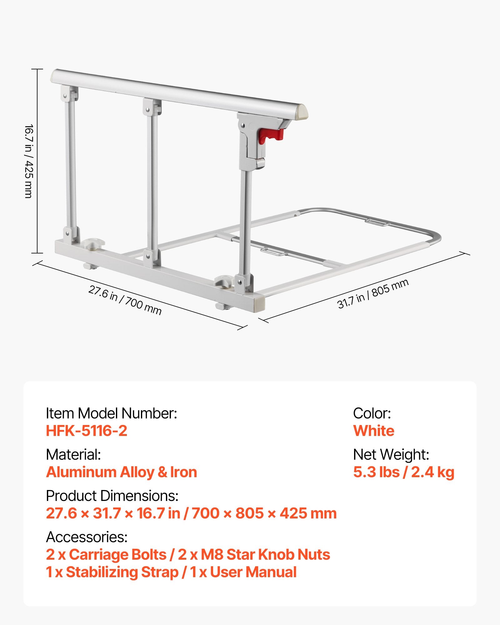 Lovos atrama VEVOR HFK-5116-2, 70 cm ilgio