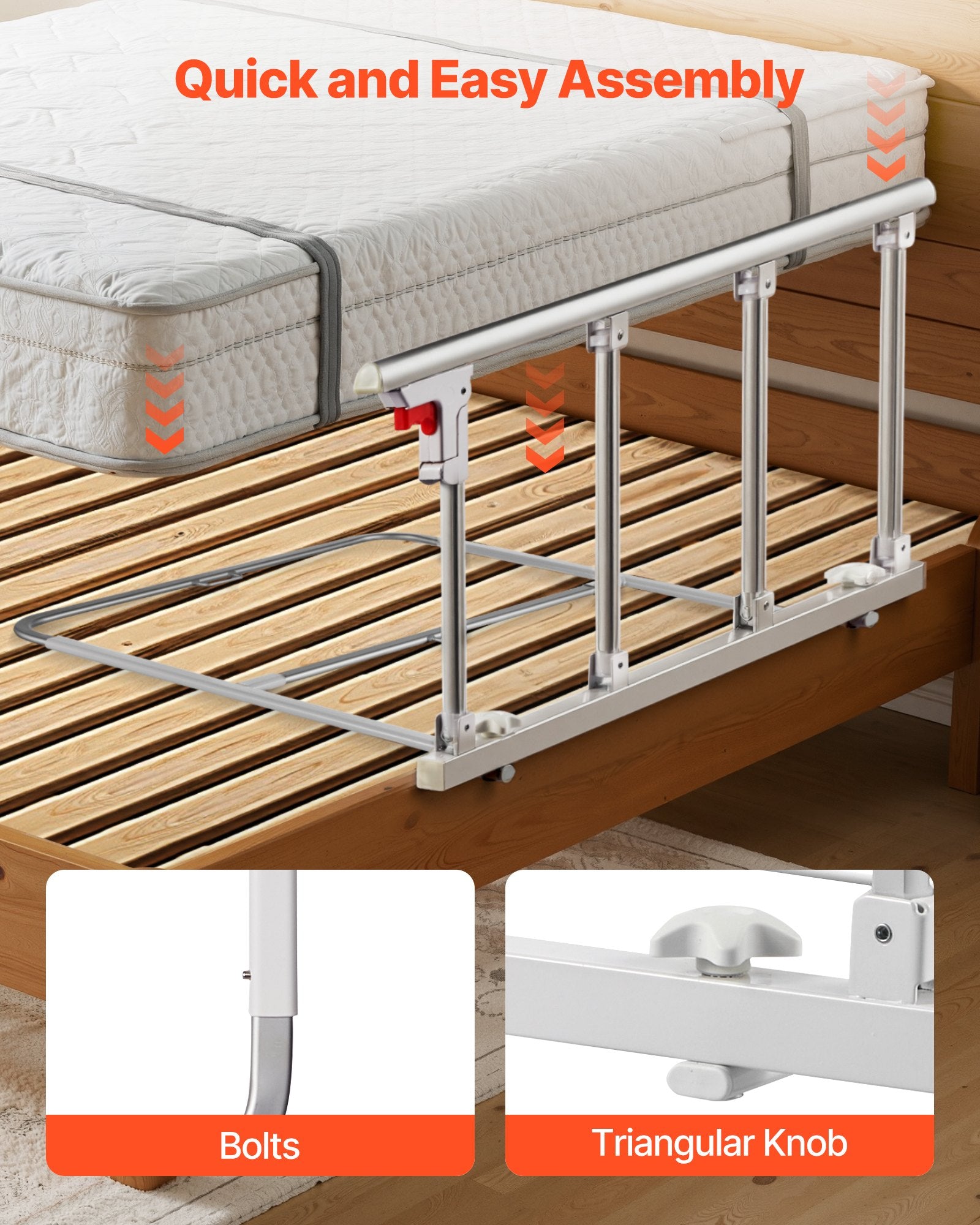 Sulankstomas lovos turėklas VEVOR HFK-5115-1, 97 cm ilgio