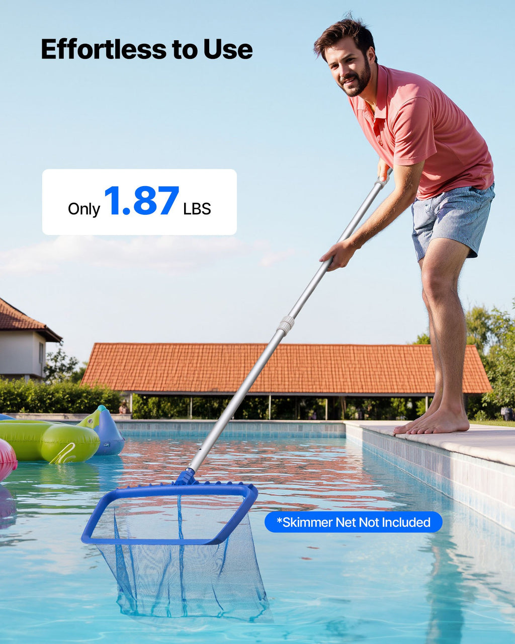 Teleskopinis baseino valymo kotas VEVOR PTP2-12F, 1–3,66 m