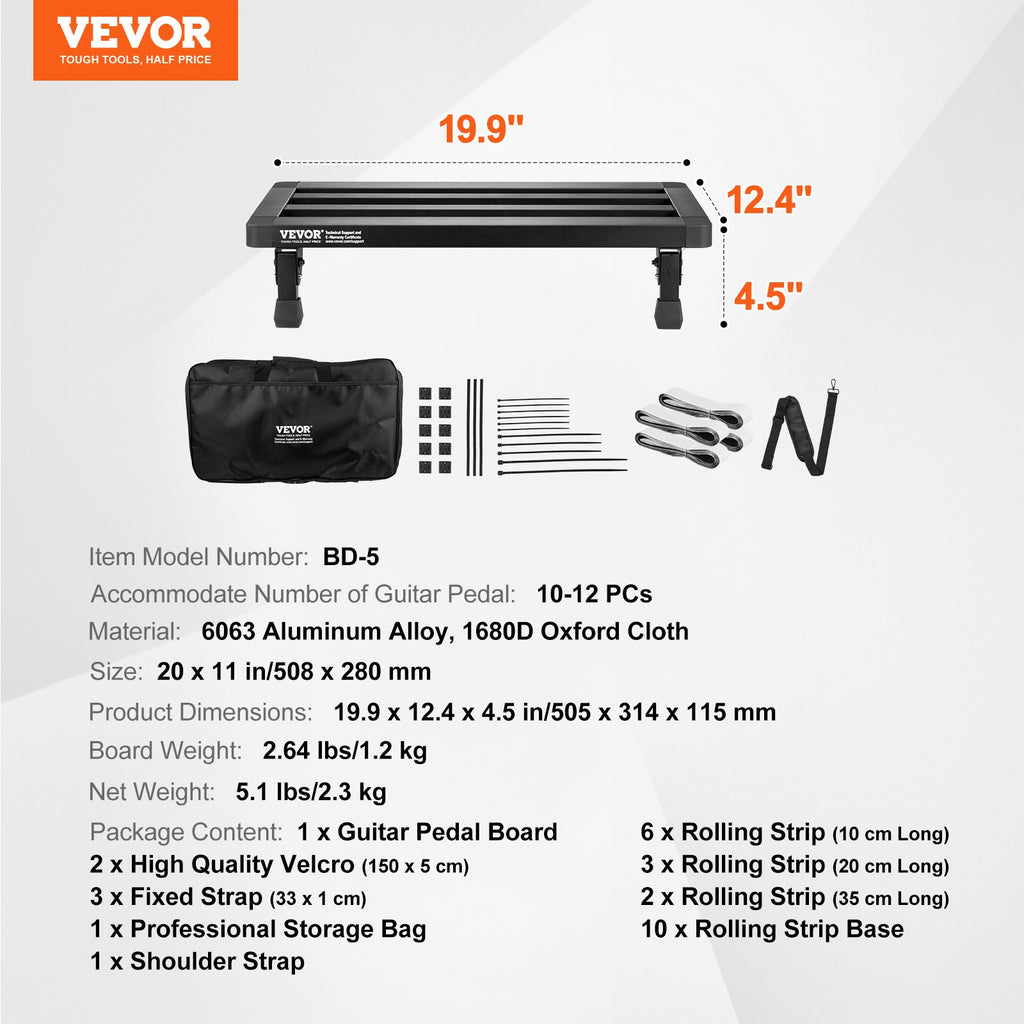 Gitaros efektų pedalų lenta VEVOR BD-5, 51 x 28 cm
