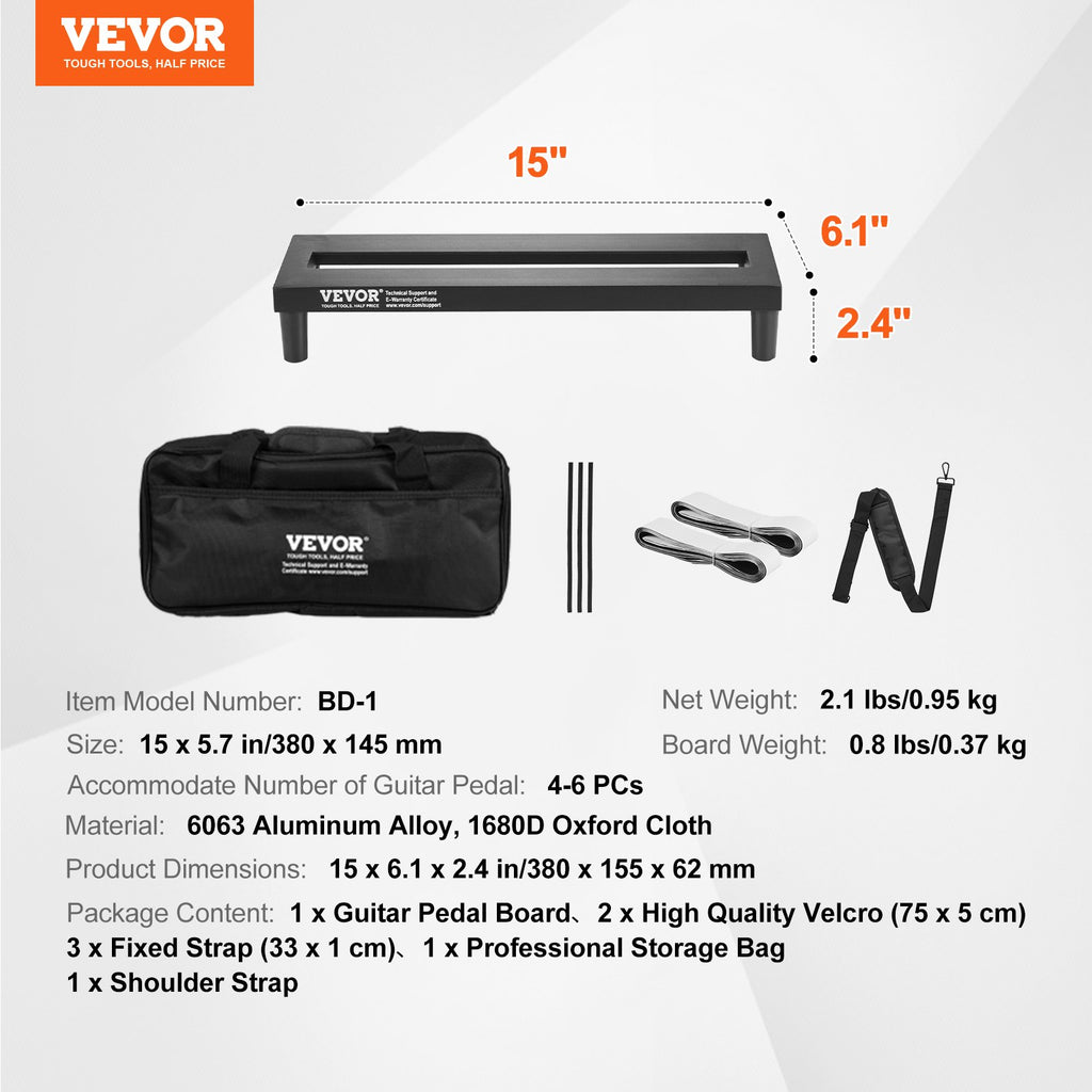 Gitaros efektų pedalų lenta VEVOR BD-1, 380 x 145 mm