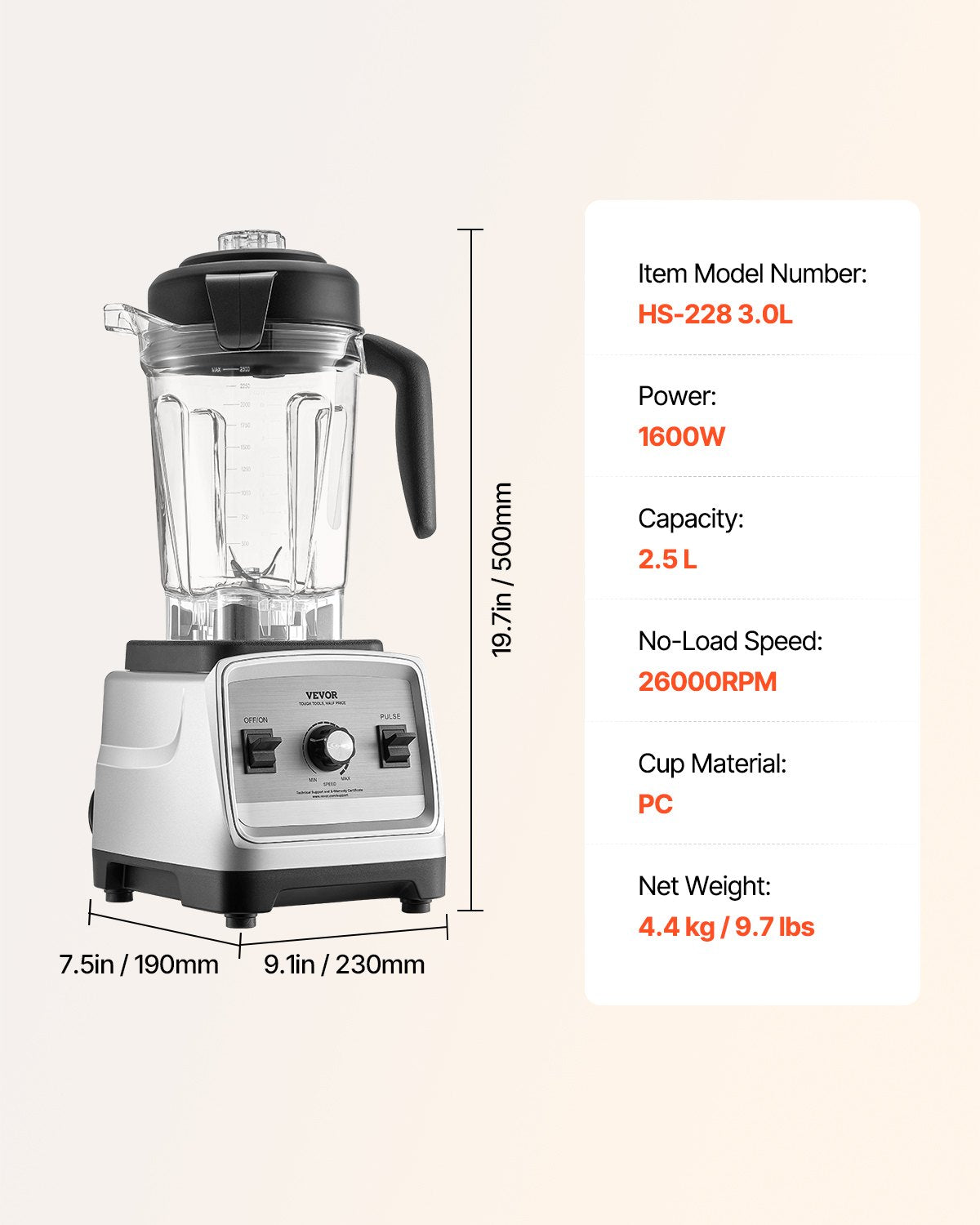 Trintuvas VEVOR HS-228, 1600 W