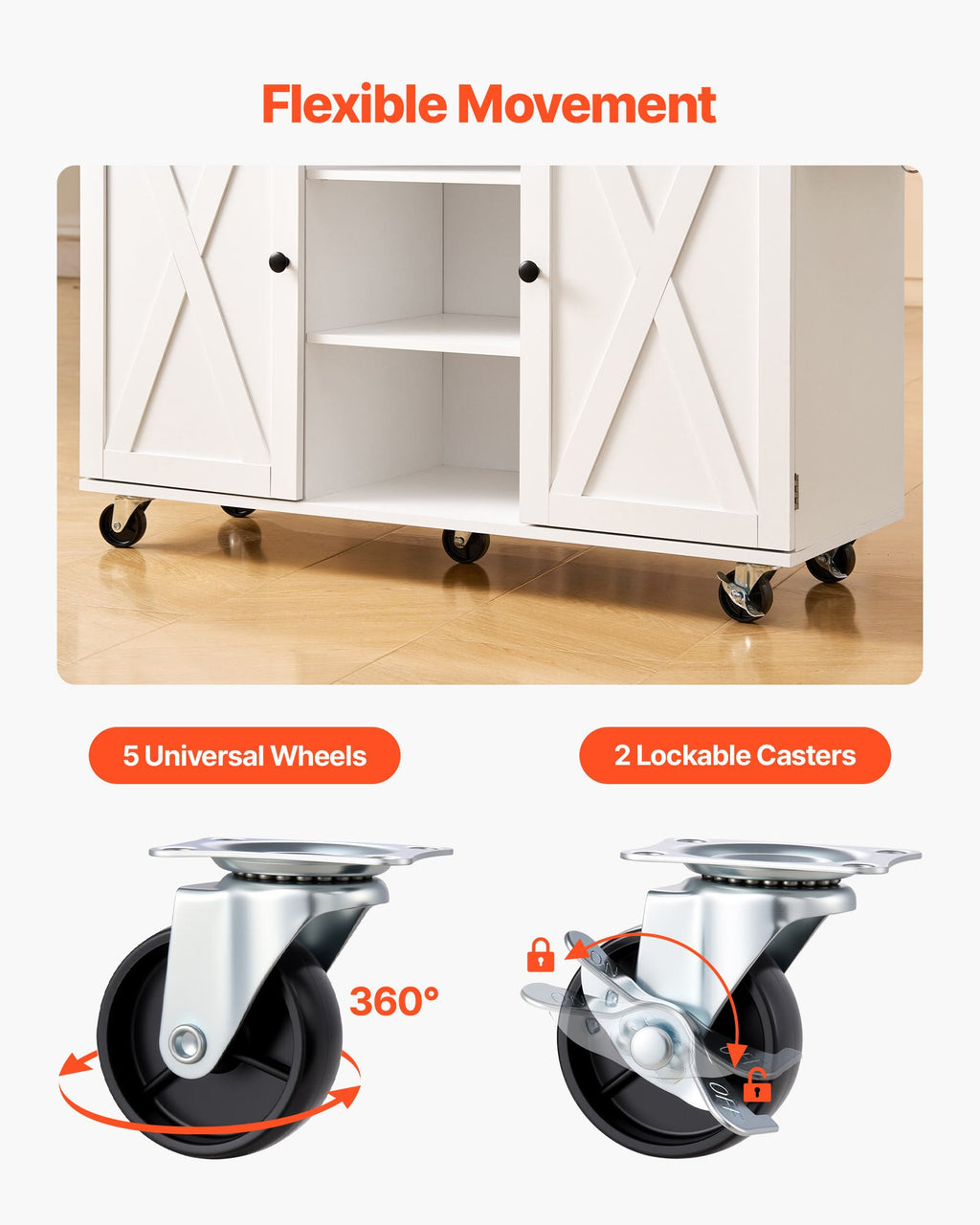 Virtuvės sala VEVOR SR247330, 132 cm pločio
