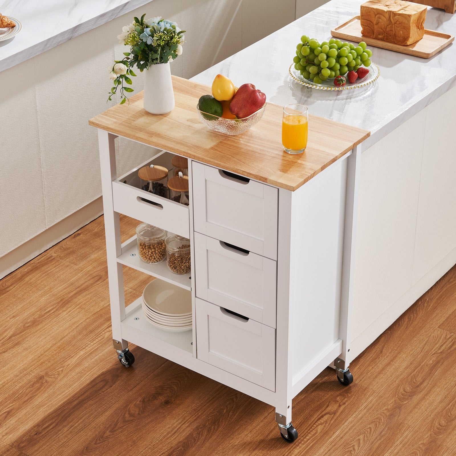 Virtuvės salelė-vežimėlis VEVOR SR241001, 67 cm pločio