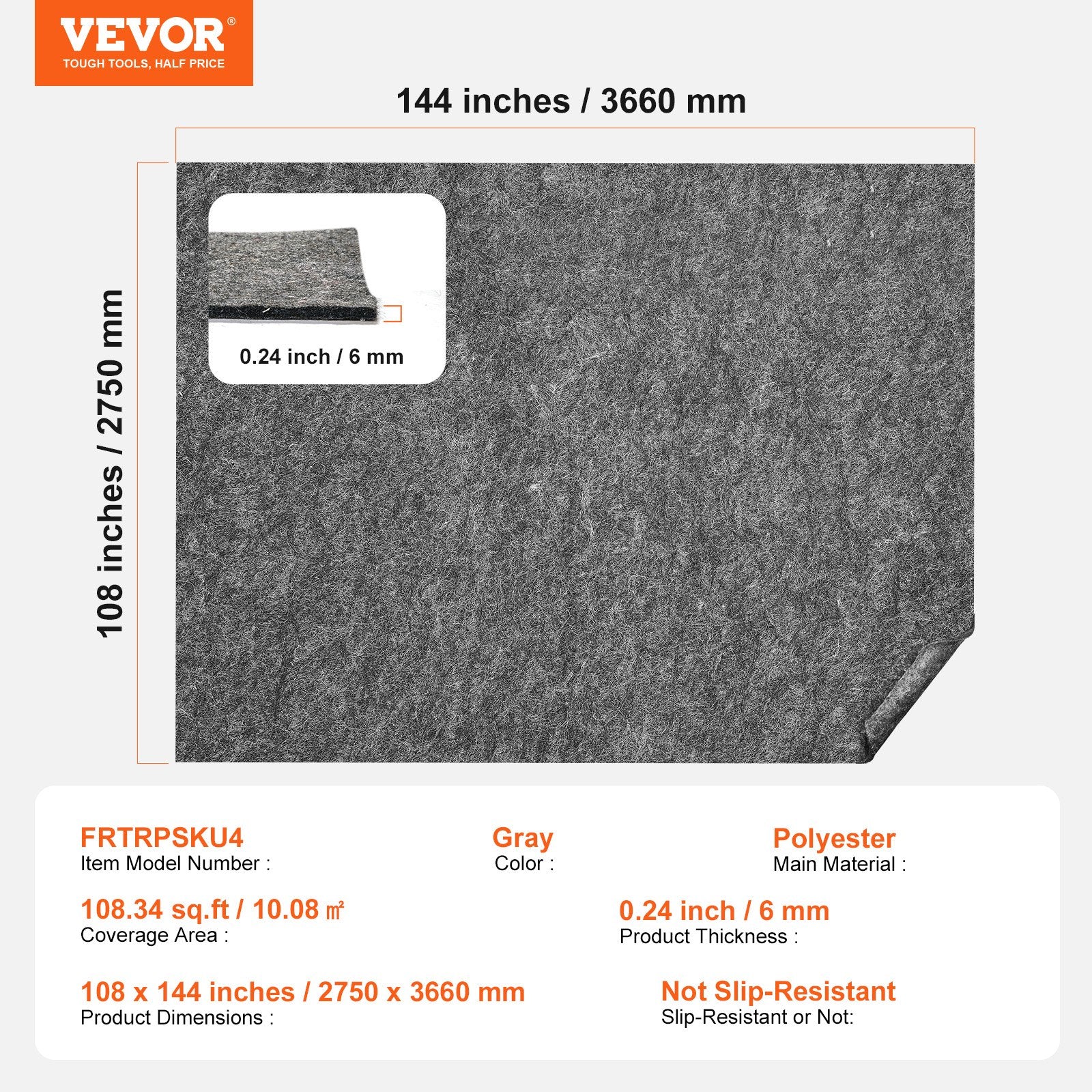 Kilimo paklotas VEVOR FRTRPSKU4, 10 m²