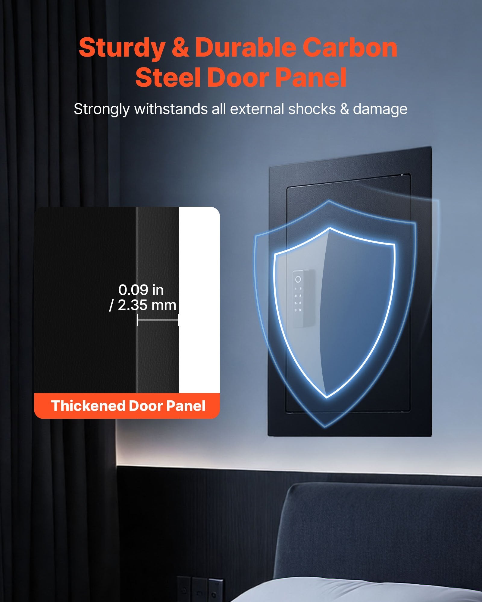 Sieninis seifas VEVOR SS-QR620ZW, su biometrine spyna