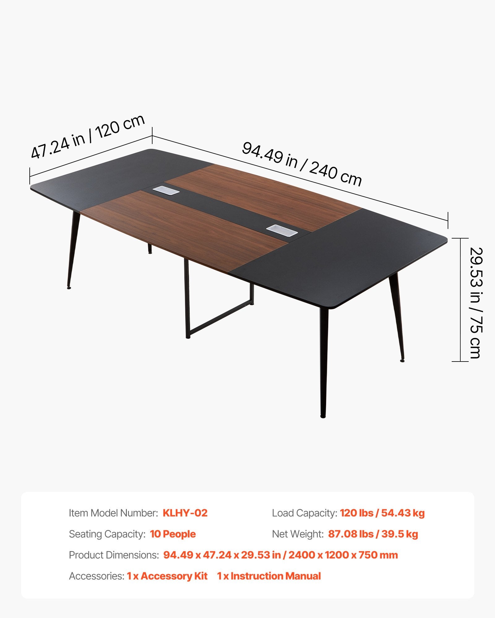 Konferencijų stalas VEVOR KLHY-02, 2400 mm