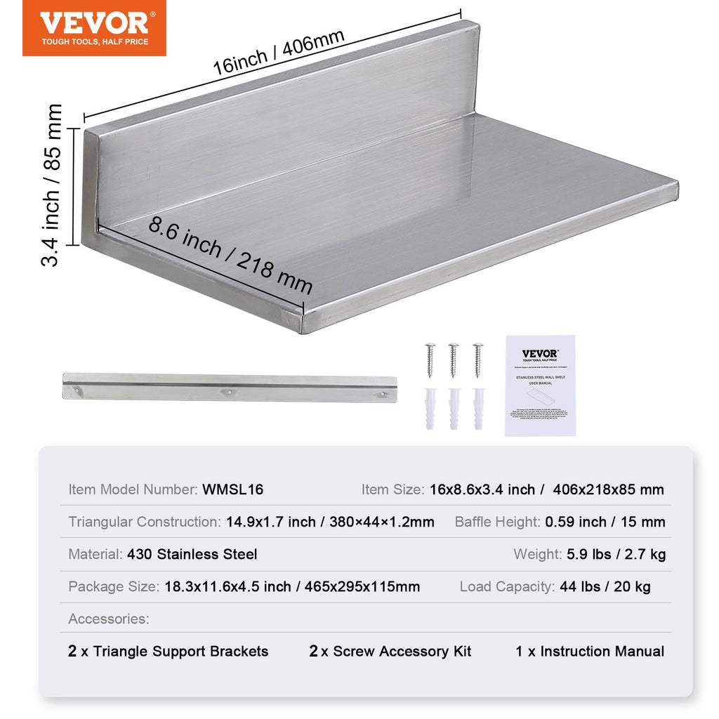 Sieninė lentyna VEVOR WMSL16, 20 kg apkrova