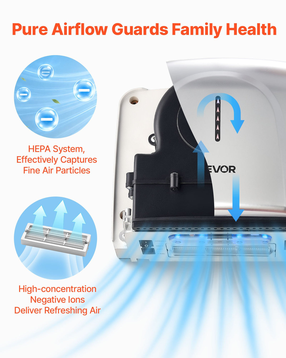Rankų džiovintuvas VEVOR K2013BE, 1300 W