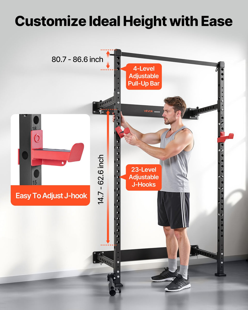 Sulankstomas jėgos rėmas VEVOR PK1922, 545 kg keliamoji galia