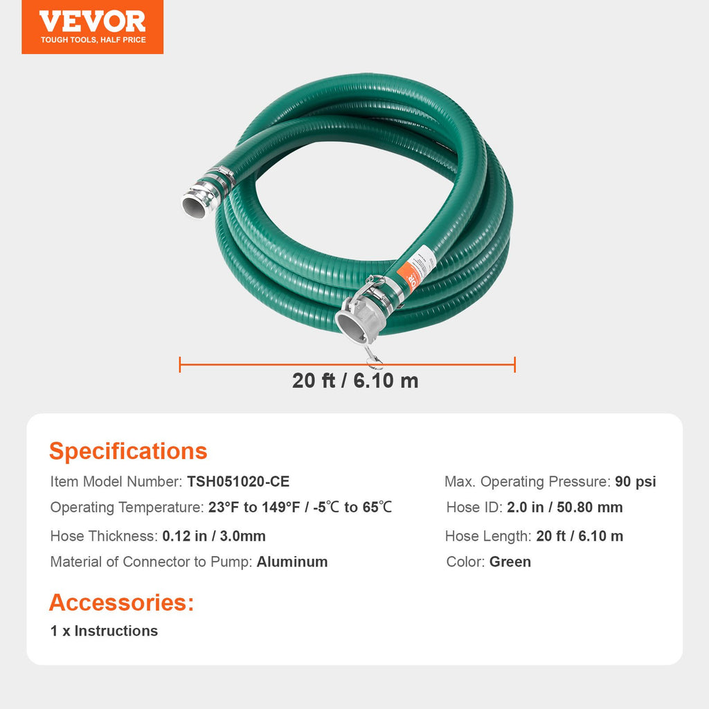 Siurbimo žarna VEVOR TSH051020-CE, 51 mm x 6,1 m