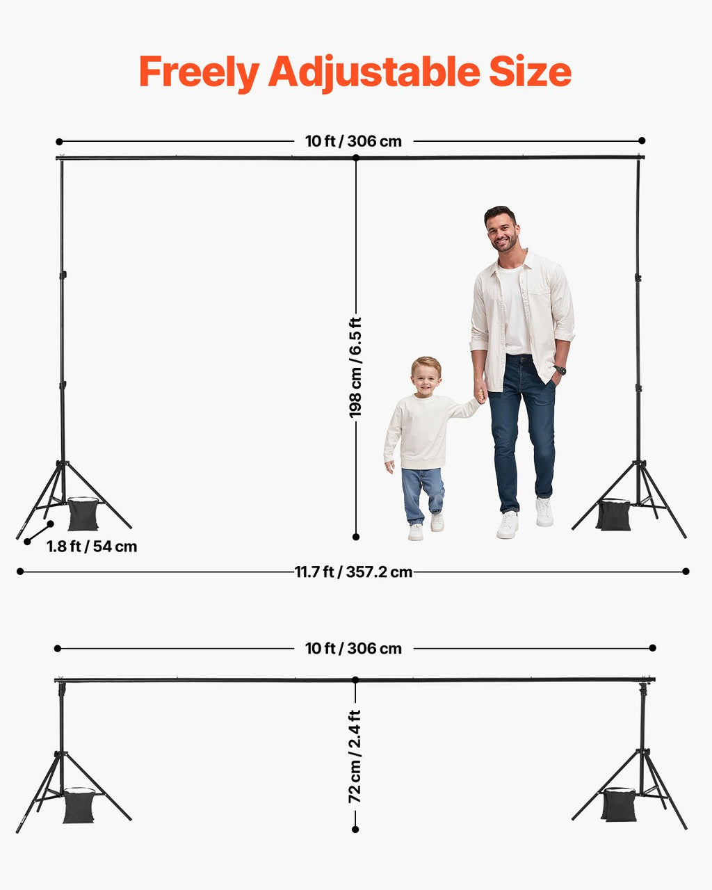 Foto fonų laikiklis VEVOR BJJ-6510, 198x300 cm