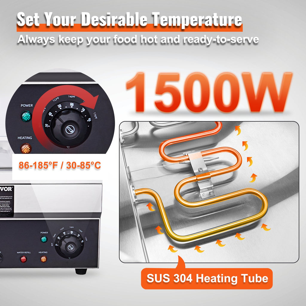 Elektrinis maisto šildytuvas VEVOR 3x12Qt, 1500W
