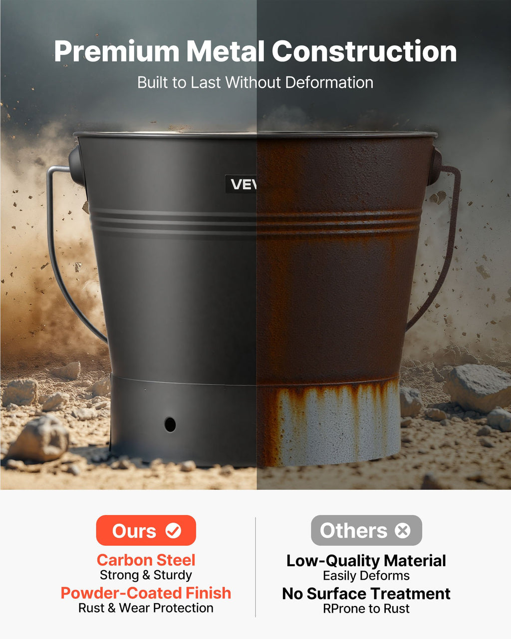 Pelenų kibiras VEVOR A01563BK, 9,8 l talpa