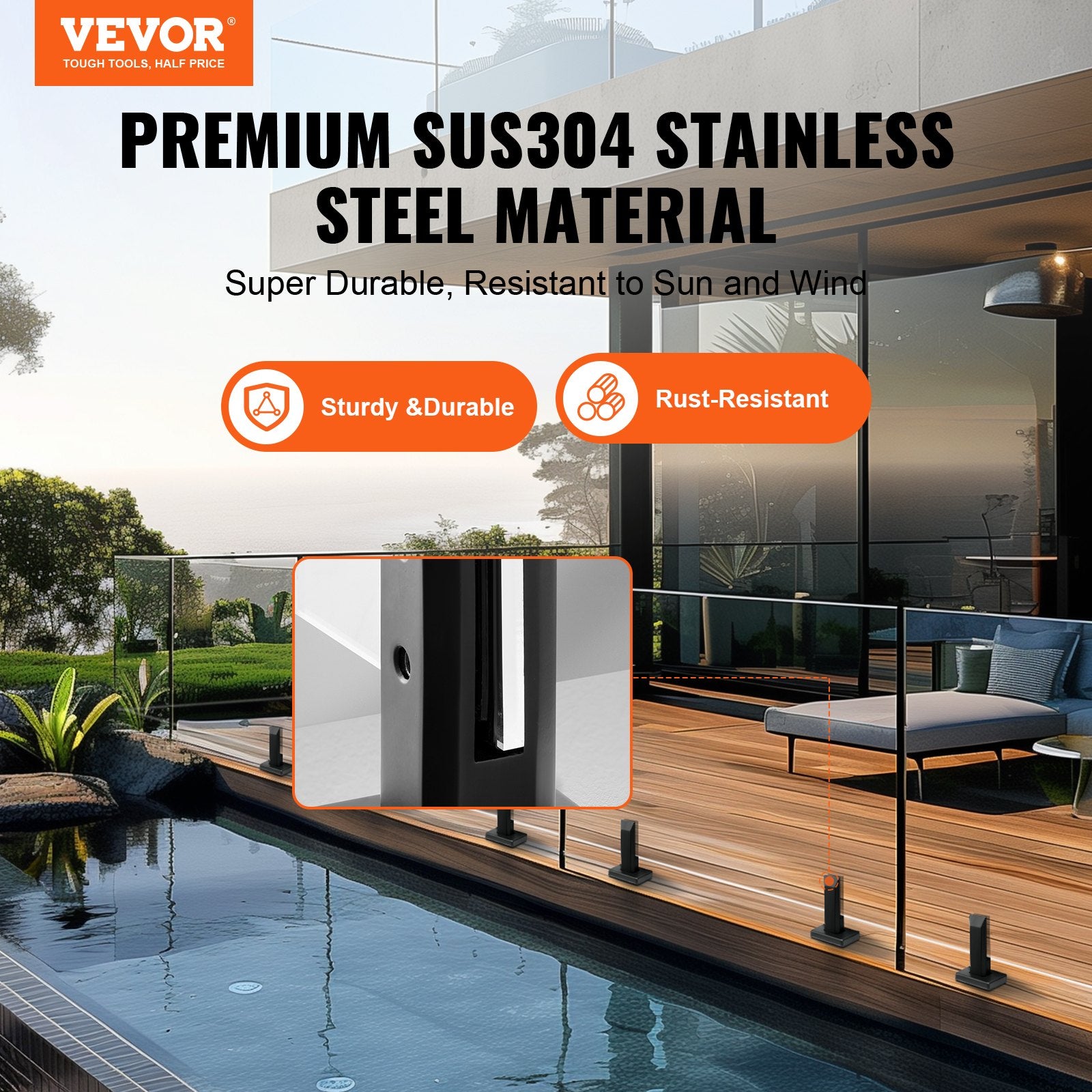 Stiklo laikikliai VEVOR SZBLJ01, 10 vnt., 8–12 mm stiklui