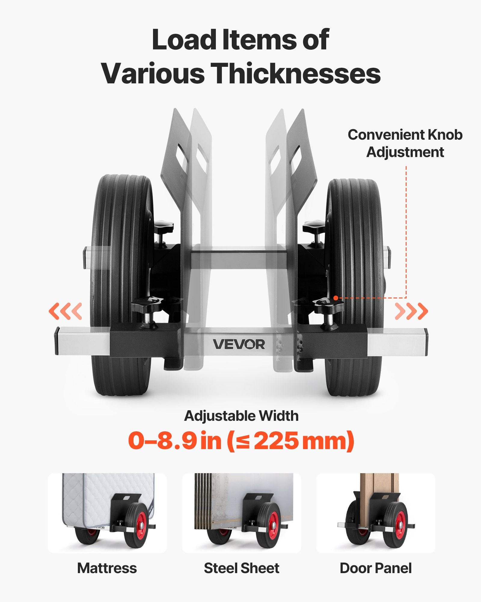 Plokščių transportavimo vežimėlis VEVOR PD453, 453,6 kg keliamoji galia