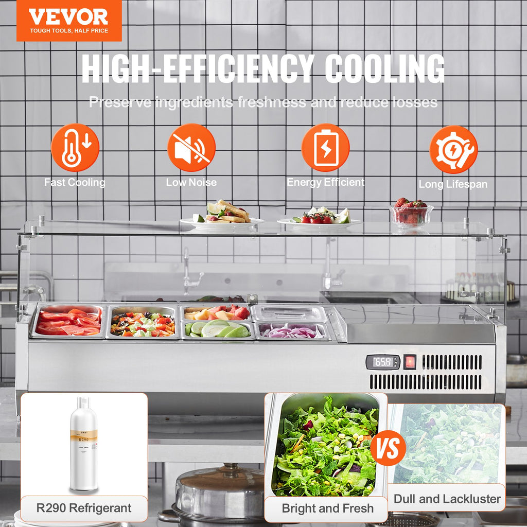 Šaldoma ingredientų vitrina VEVOR D48TW, 140 W