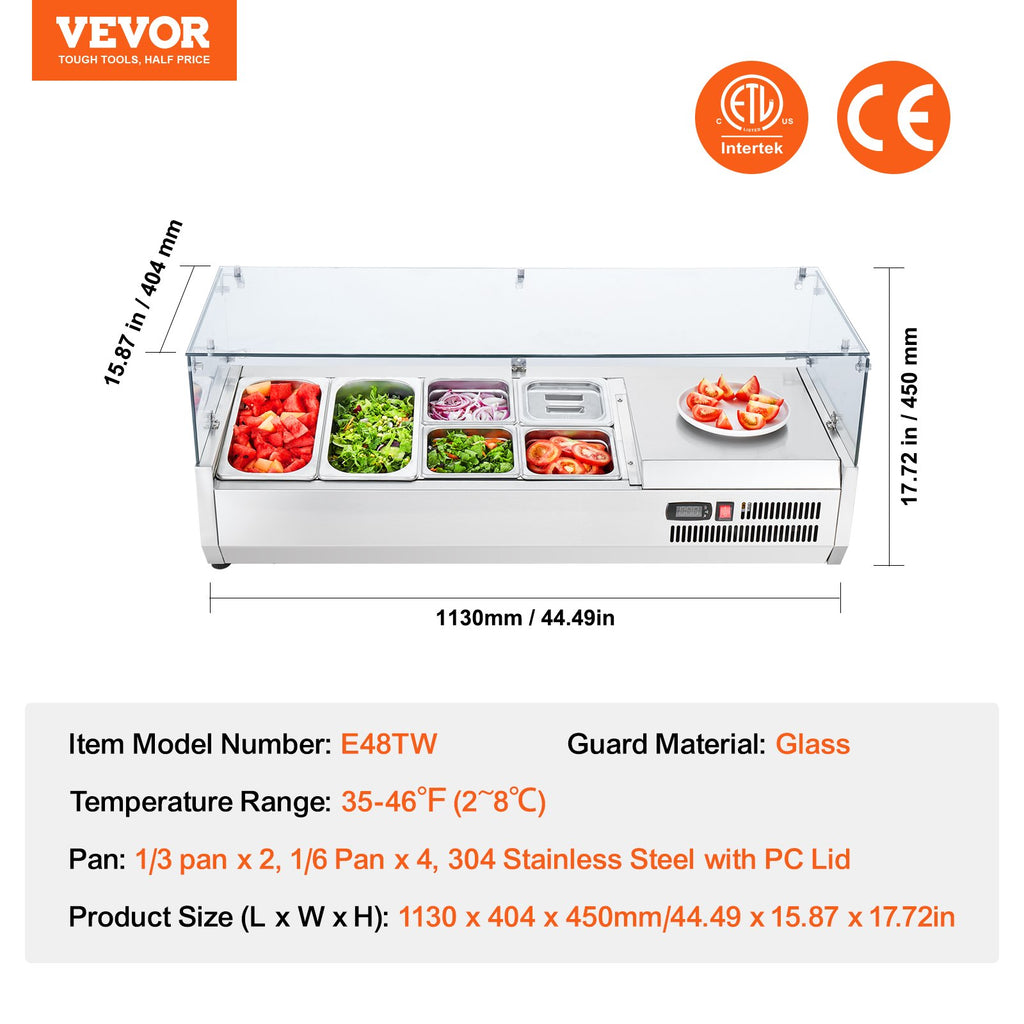 Šaldoma ingredientų vitrina VEVOR D48TW, 140 W