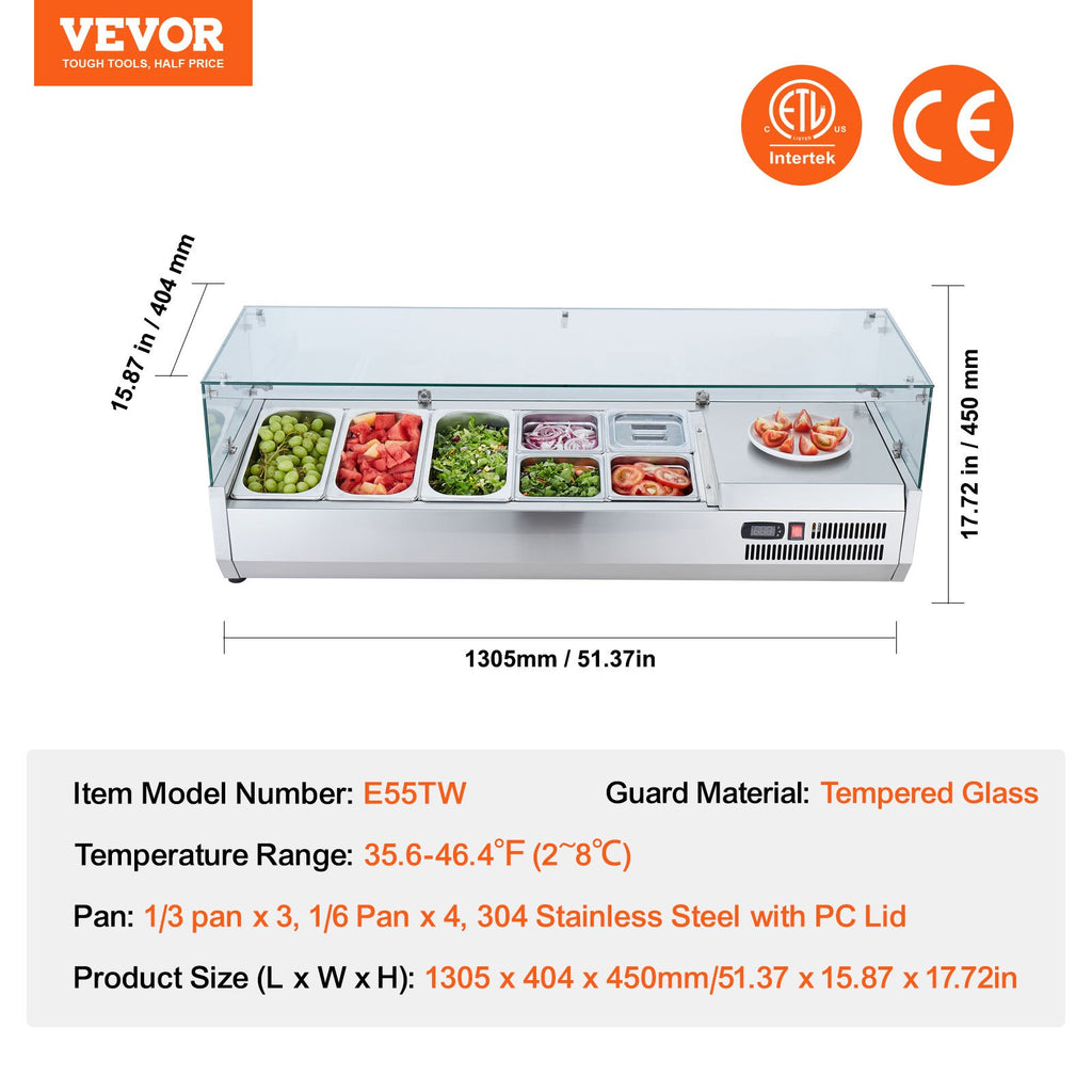 Šaldoma ingredientų vitrina VEVOR D55TW, 150 W