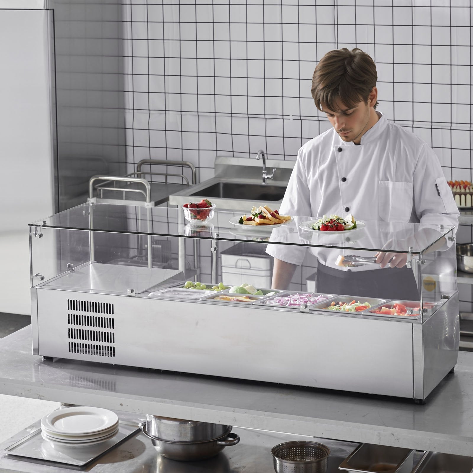 Šaldoma ingredientų vitrina VEVOR D55TW, 150 W