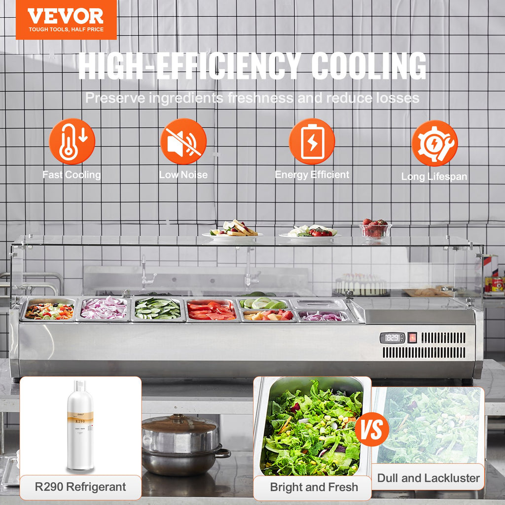 Šaldoma ingredientų vitrina VEVOR D60TW, 155 W
