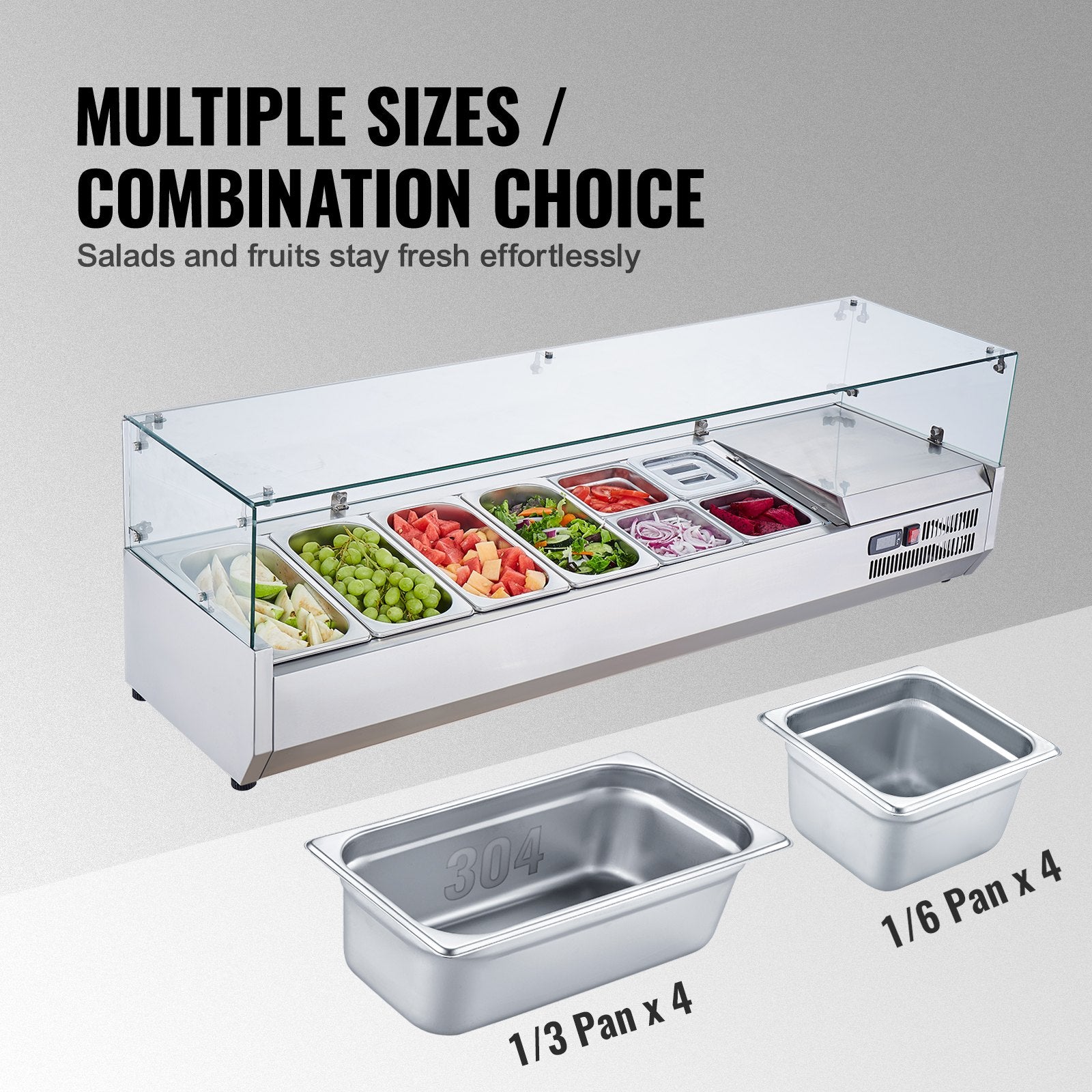 Šaldoma ingredientų vitrina VEVOR D60TW, 155 W