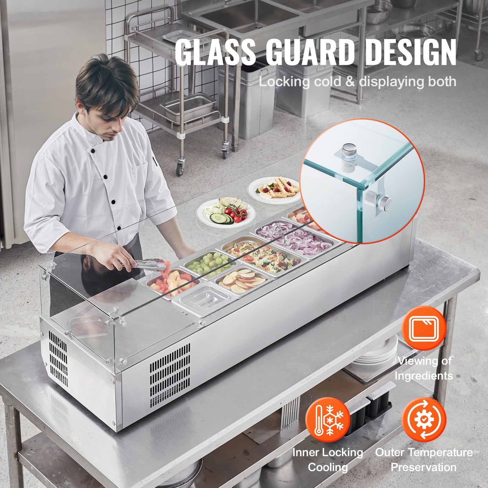 Šaldoma ingredientų vitrina VEVOR D60TW, 155 W