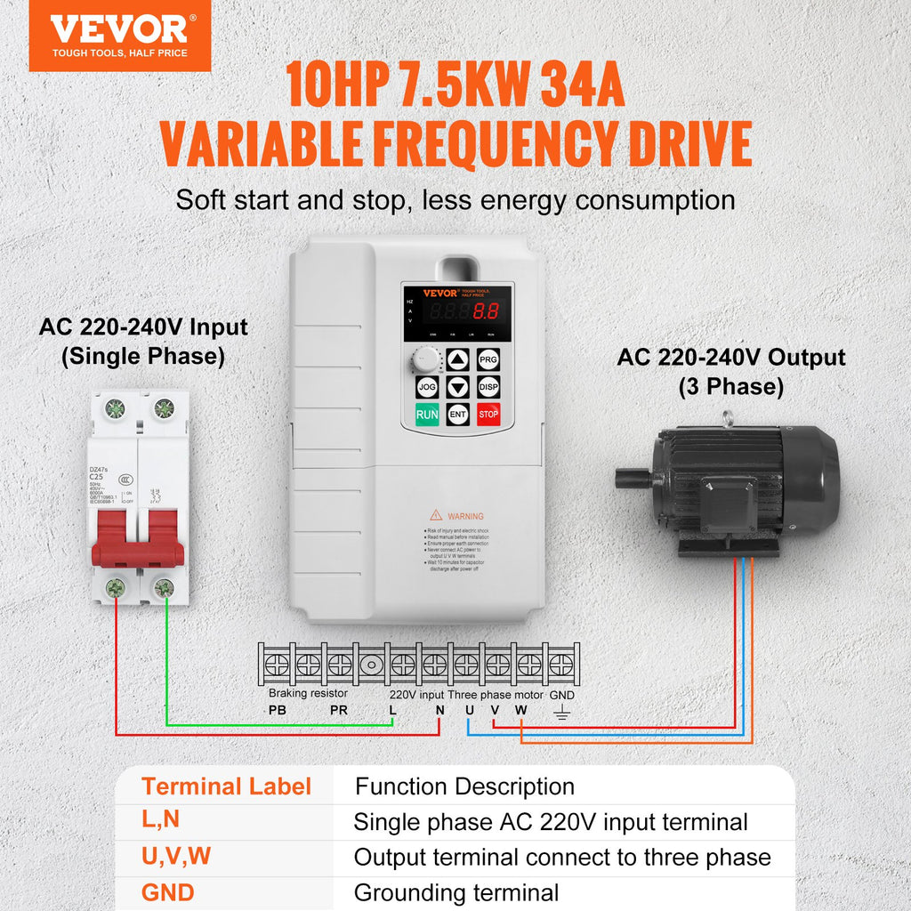 Dažnio keitiklis VEVOR AT1-7500X, 7.5 kW
