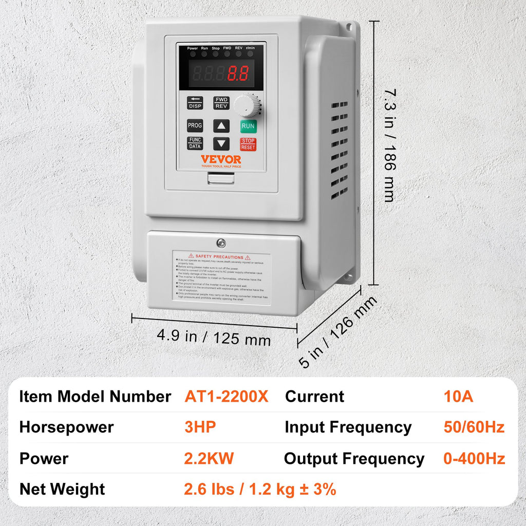 Dažnio keitiklis VEVOR AT1-2200X, 2,2 kW